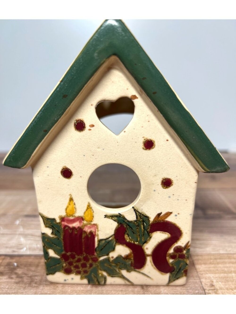 Ceramic Christmas House Tea Light Holder Very Nice